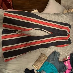 Women’s red and dark navy striped “We the Free” flare jeans